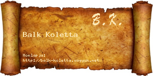 Balk Koletta névjegykártya